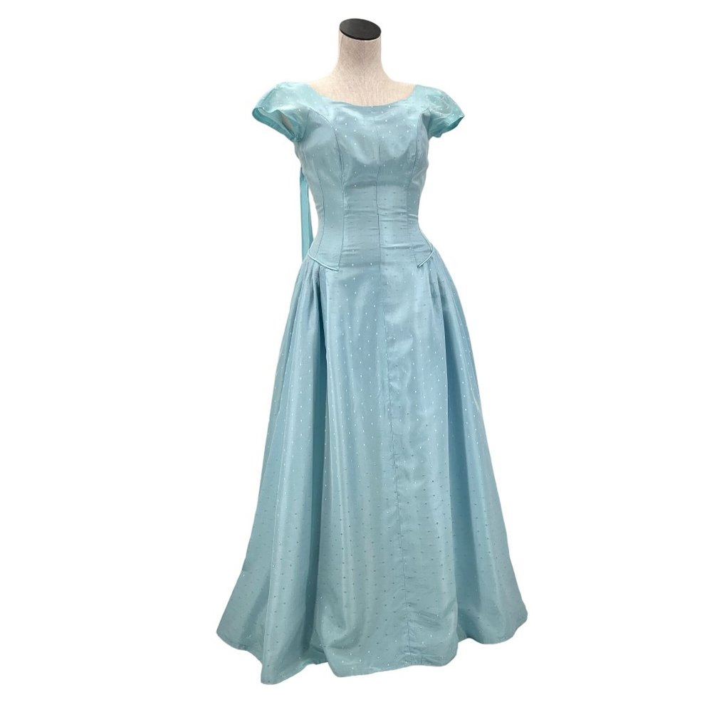 50s 60s Vintage Baby Blue Ballgown Chiffon Handmade Formal Dress Small